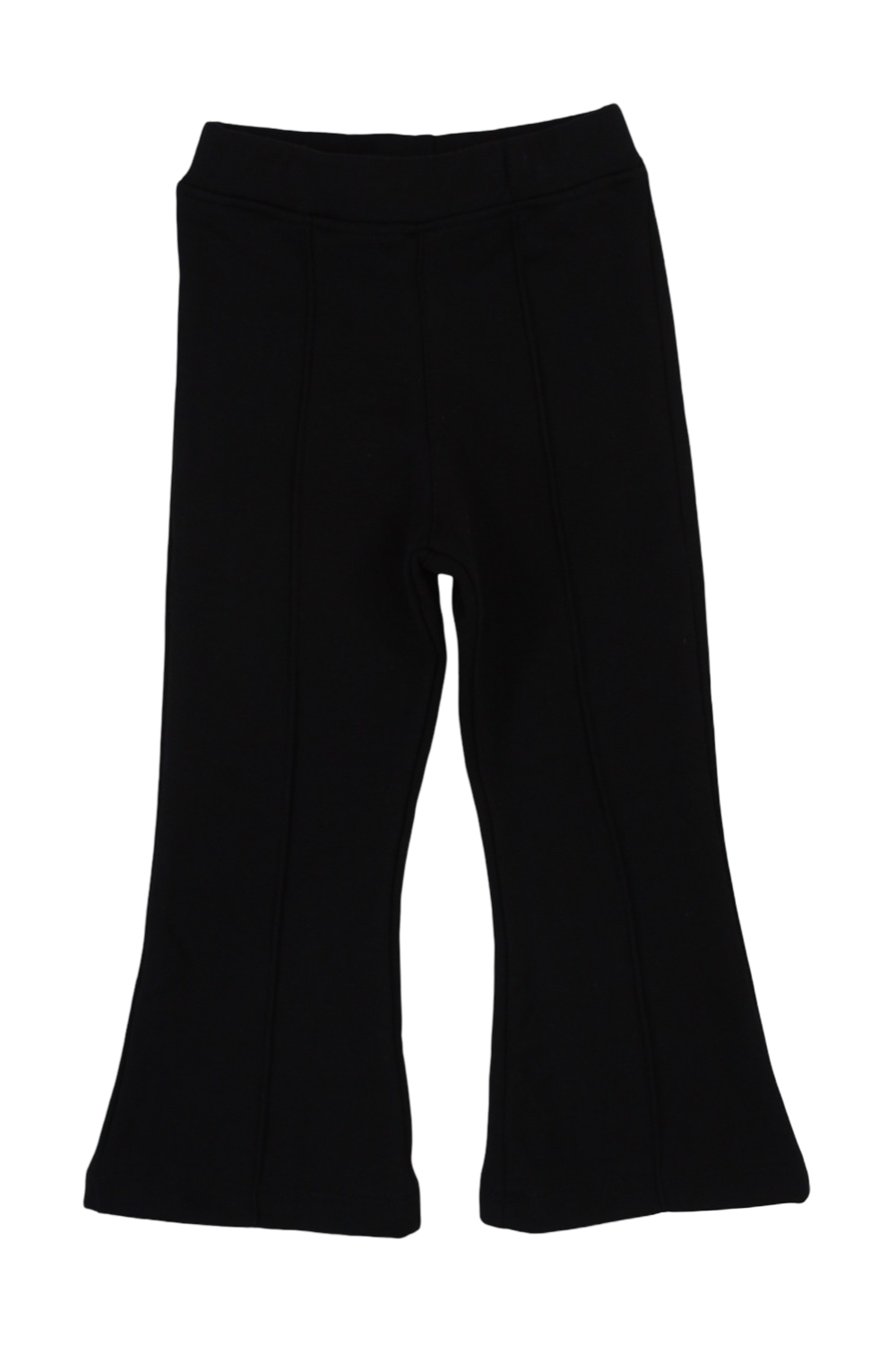 Girls Creased Front Flared Pants – Black
