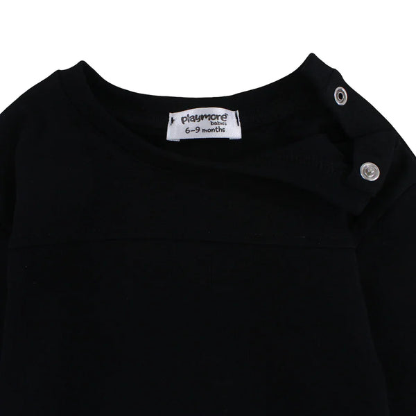 Unisex Baby Cotton T-Shirt – Black with Playmore Print