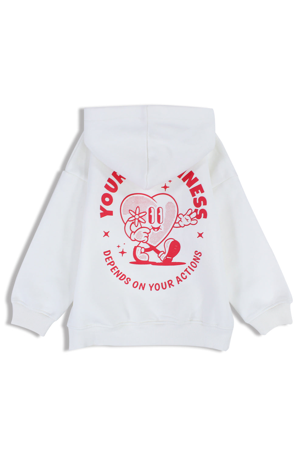 Boys Cotton Hoodie – Off-White with "Your Happiness" Print