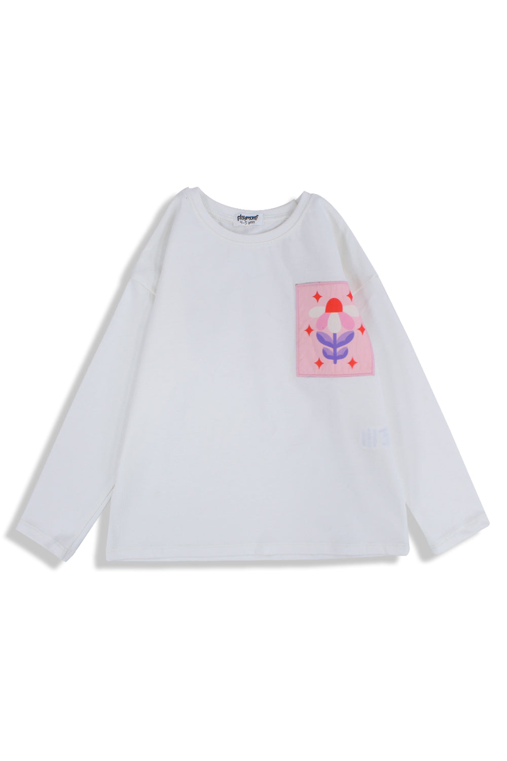 Girls Cotton T-Shirt – Off-White with Flower Print