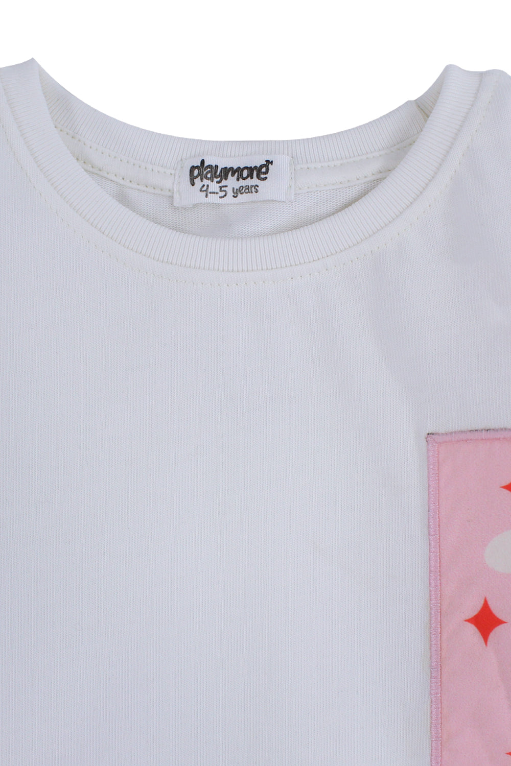 Girls Cotton T-Shirt – Off-White with Flower Print