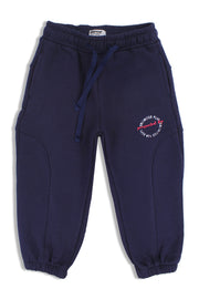 Boys Cotton Sweatpants – Navy with "Unlimited Play Presented By Unlimited Fun Dept" Print