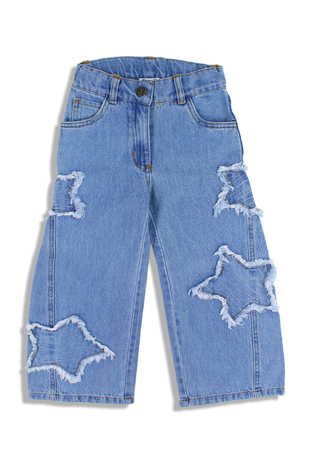 Girls Wide Leg Stars Denim Pants