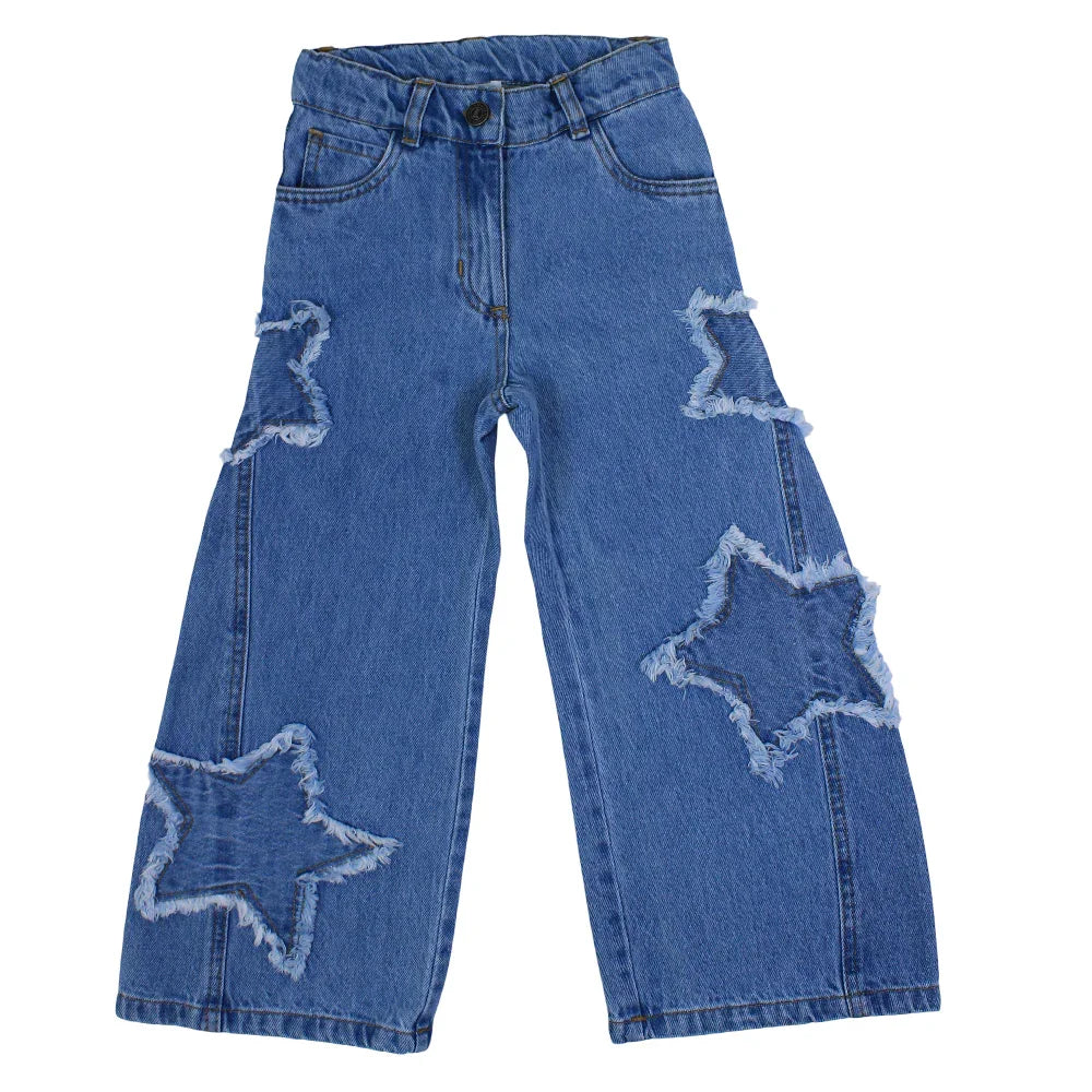 Girls Toddler Denim Pants – Light Jeans with Stars Print