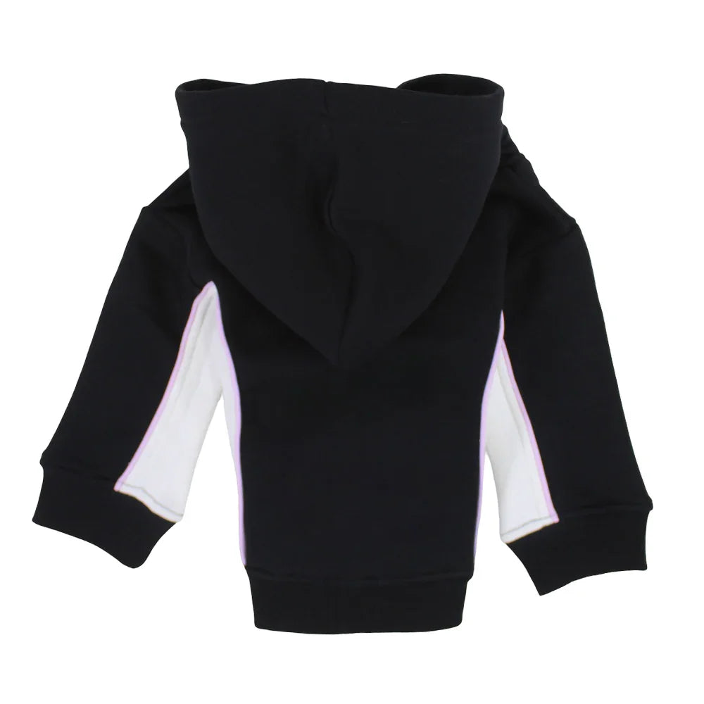 Baby Girls Cotton Hoodie – Black & Off White with “Trouble Maker” Print