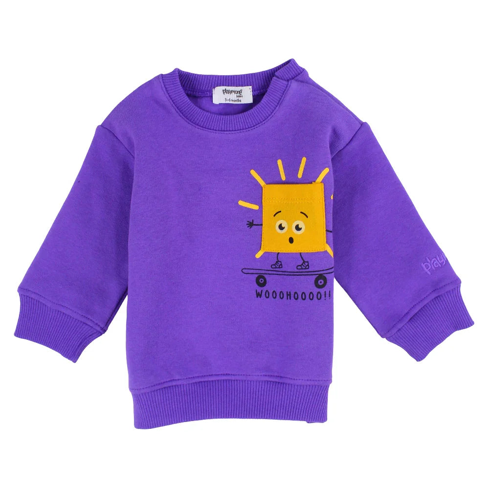 Baby Girls Sweatshirt – Purple with Cute Print