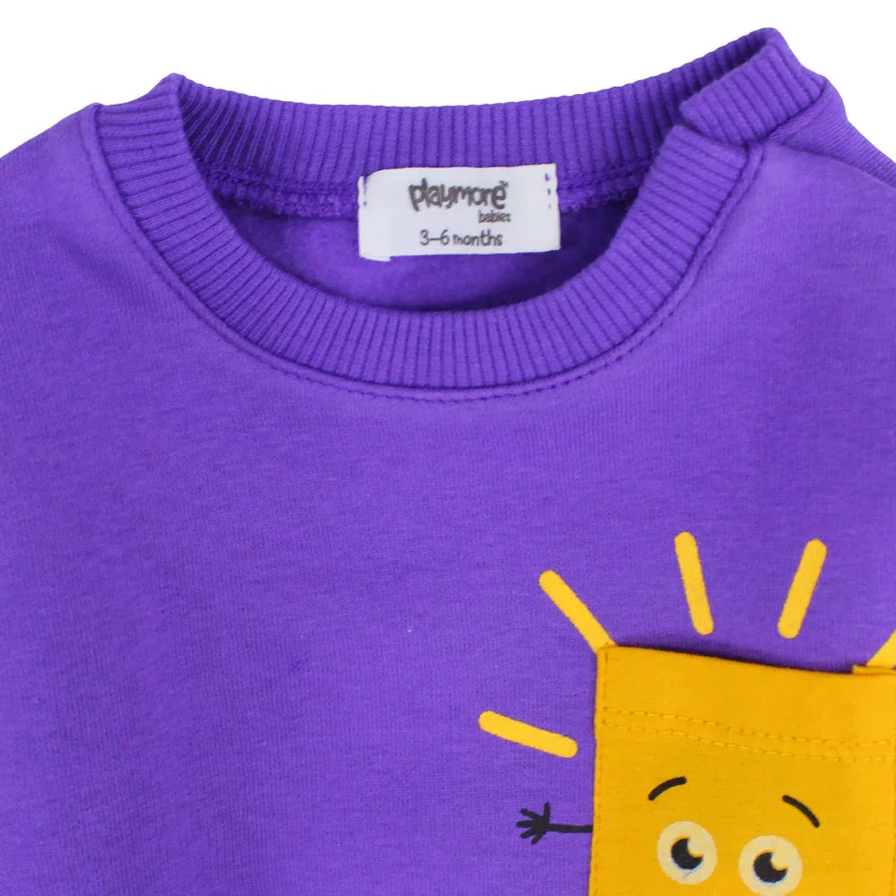 Baby Girls Sweatshirt – Purple with Cute Print