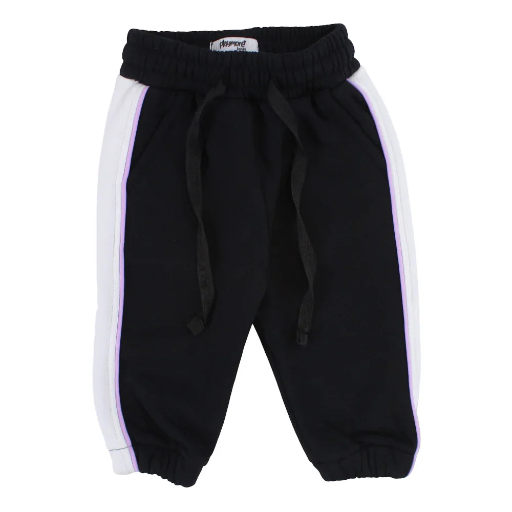 Baby Girls Sweatpants – Black & Off-White