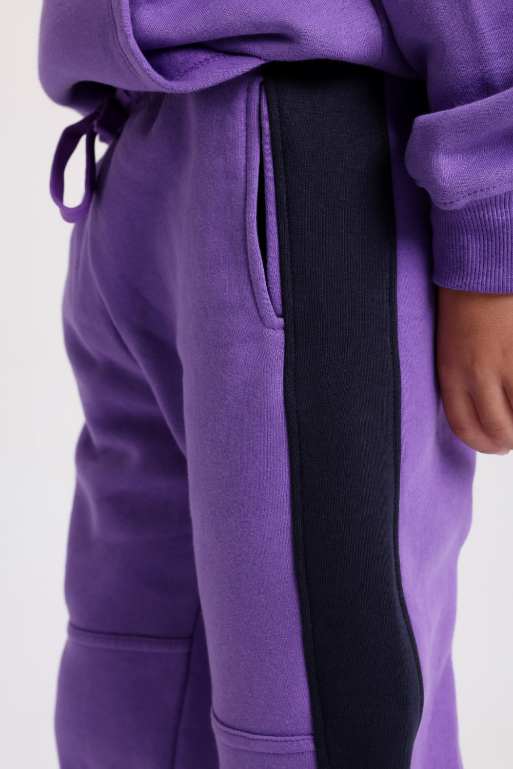 Girls Cotton Sweatpants - Purple & Navy
