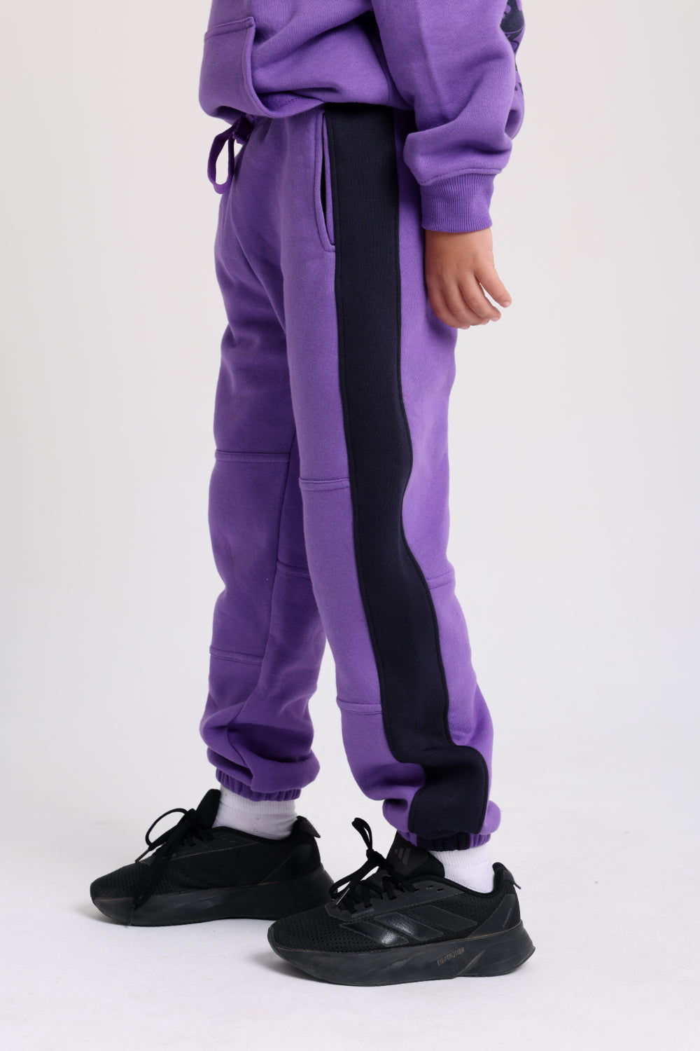 Girls Cotton Sweatpants - Purple & Navy