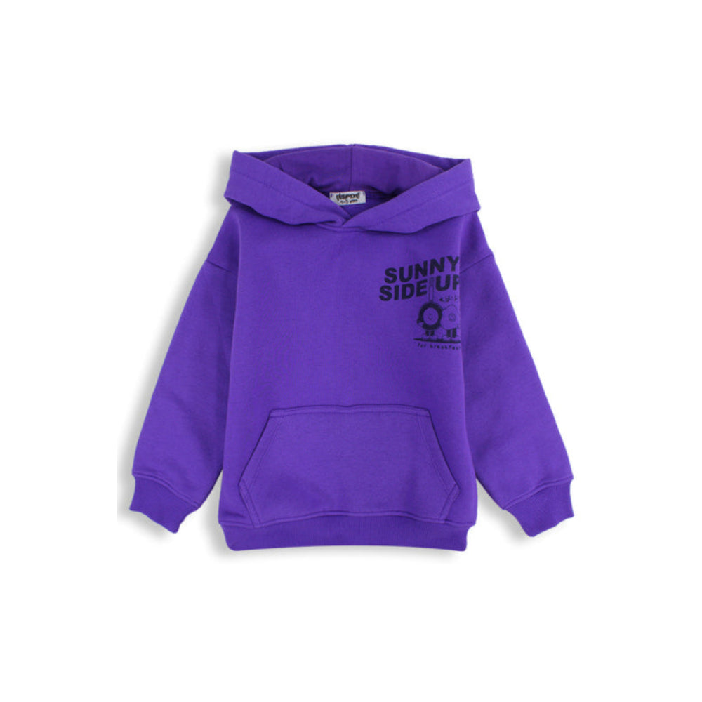 Unisex Cotton Hoodie – Purple with "Sunny Side Up" Print