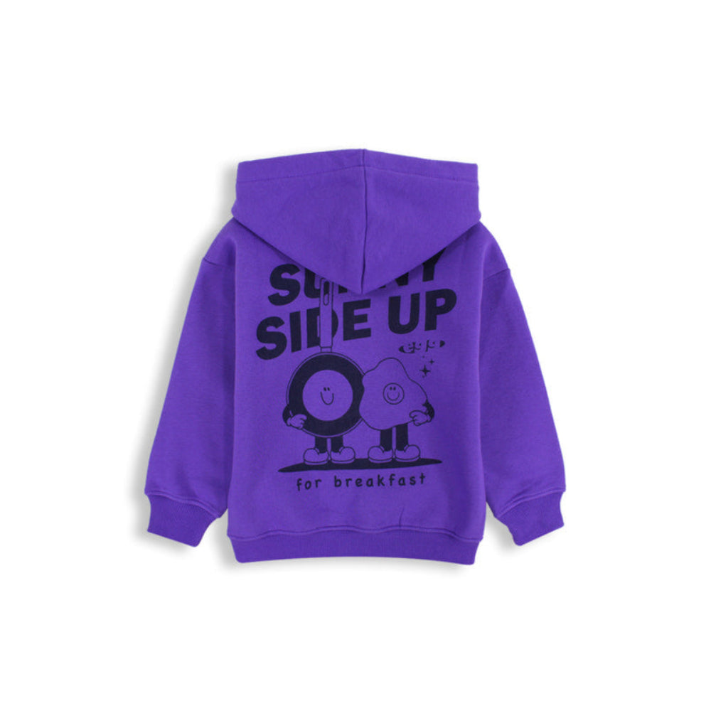 Unisex Cotton Hoodie – Purple with "Sunny Side Up" Print