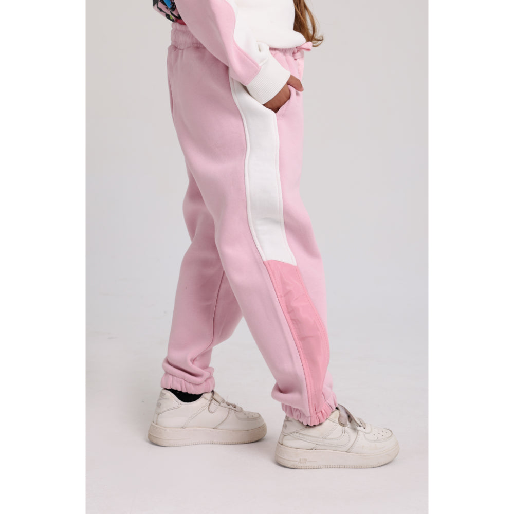 Girls Cotton Sweatpants – Pink/Off-White