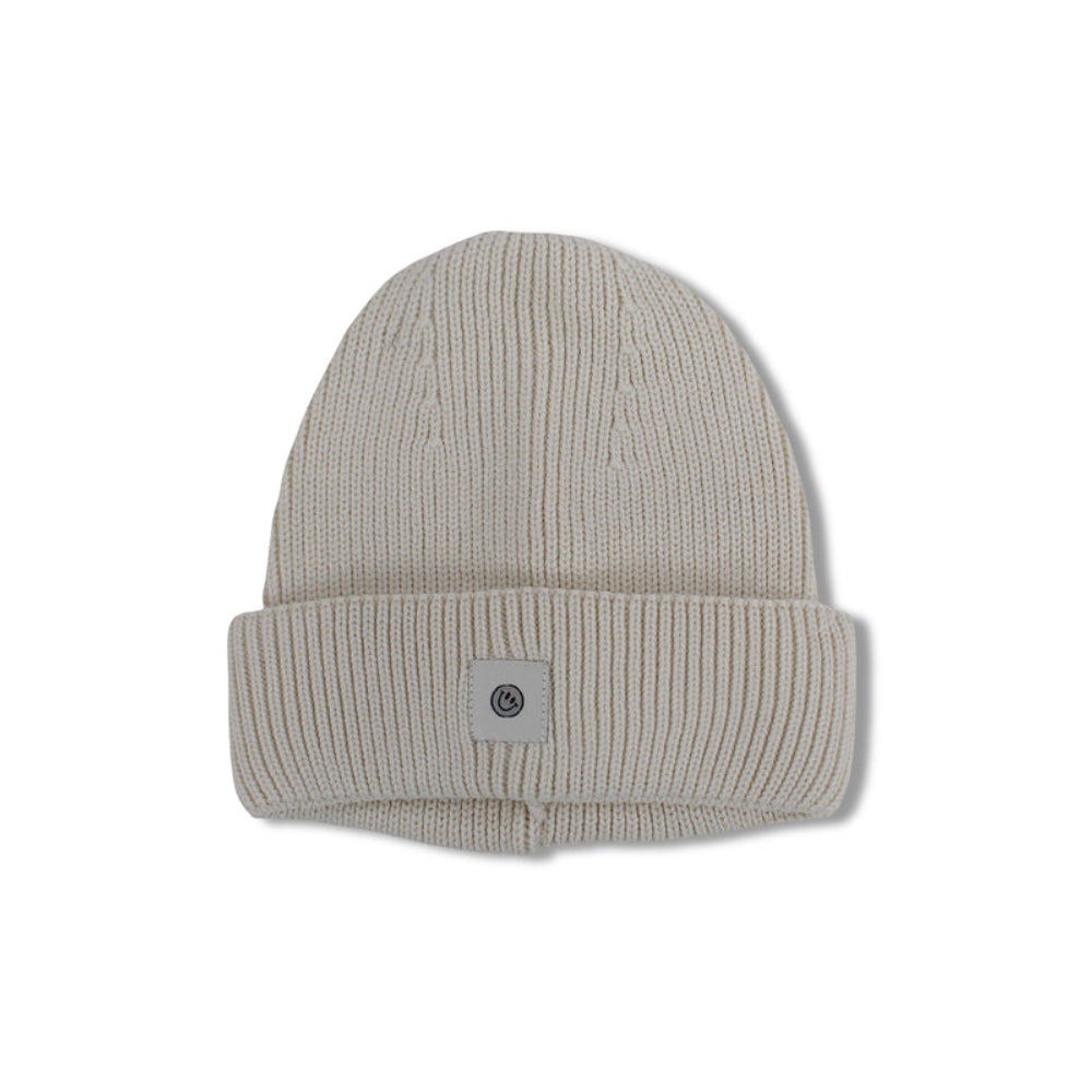 Unisex Cozy Blend Ice Cap – Beige with Happy Smiley