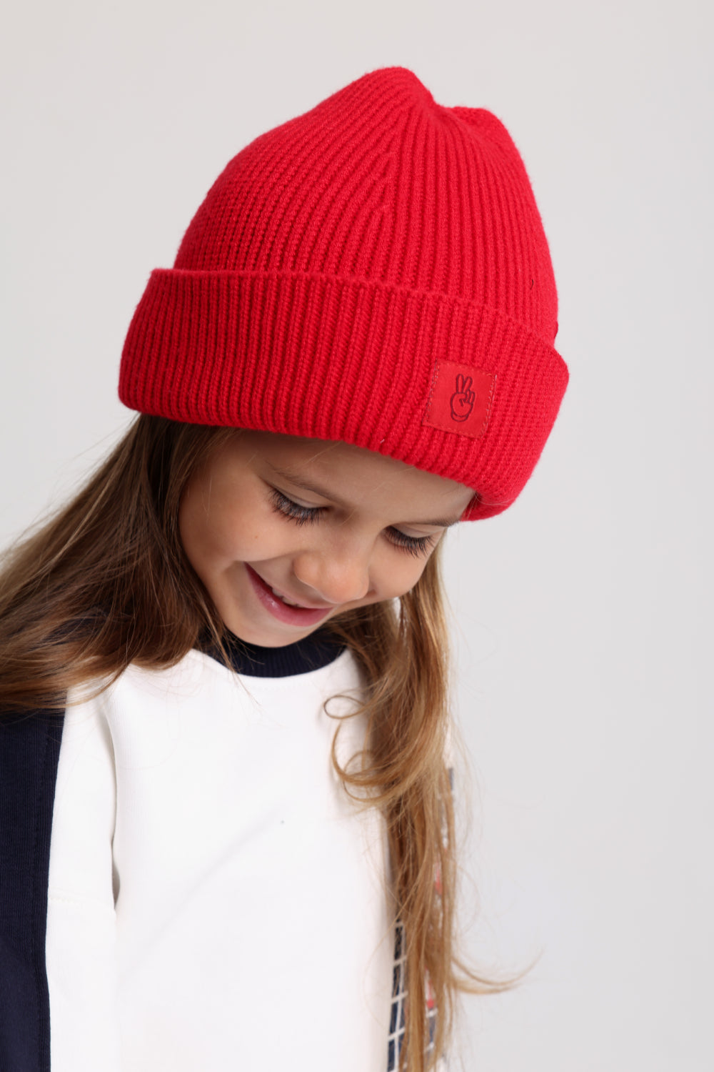 Unisex Cozy Blend Ice Cap – Red with Victory Sign Print