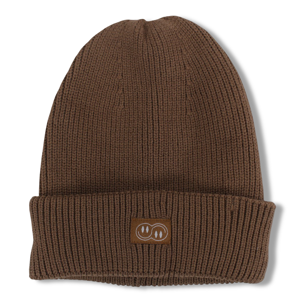 Unisex Cozy Blend Ice Cap – Brown with Double Smiley Fun