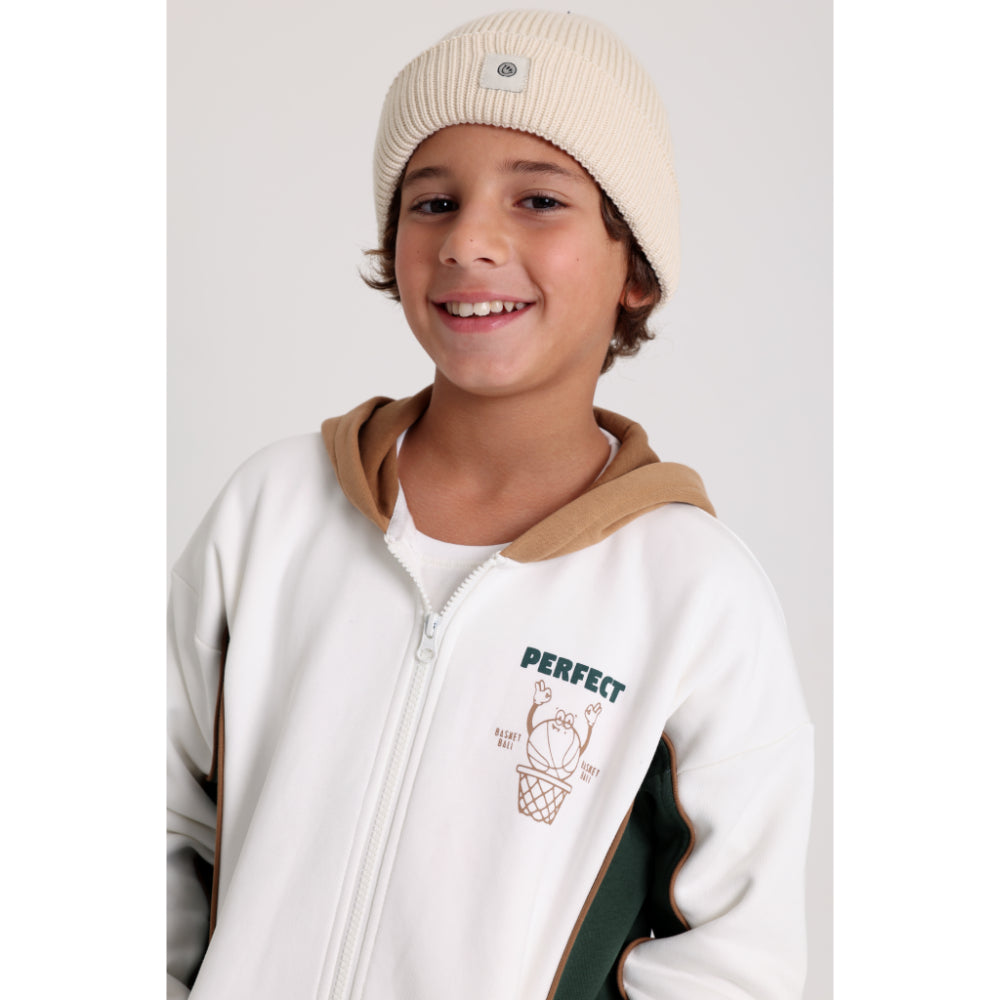 Unisex Cozy Blend Ice Cap – Beige with Happy Smiley