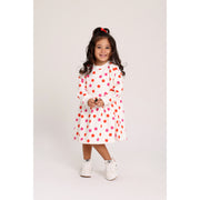 Baby Girls Cotton Dress – Off-White with Polka Dots Print