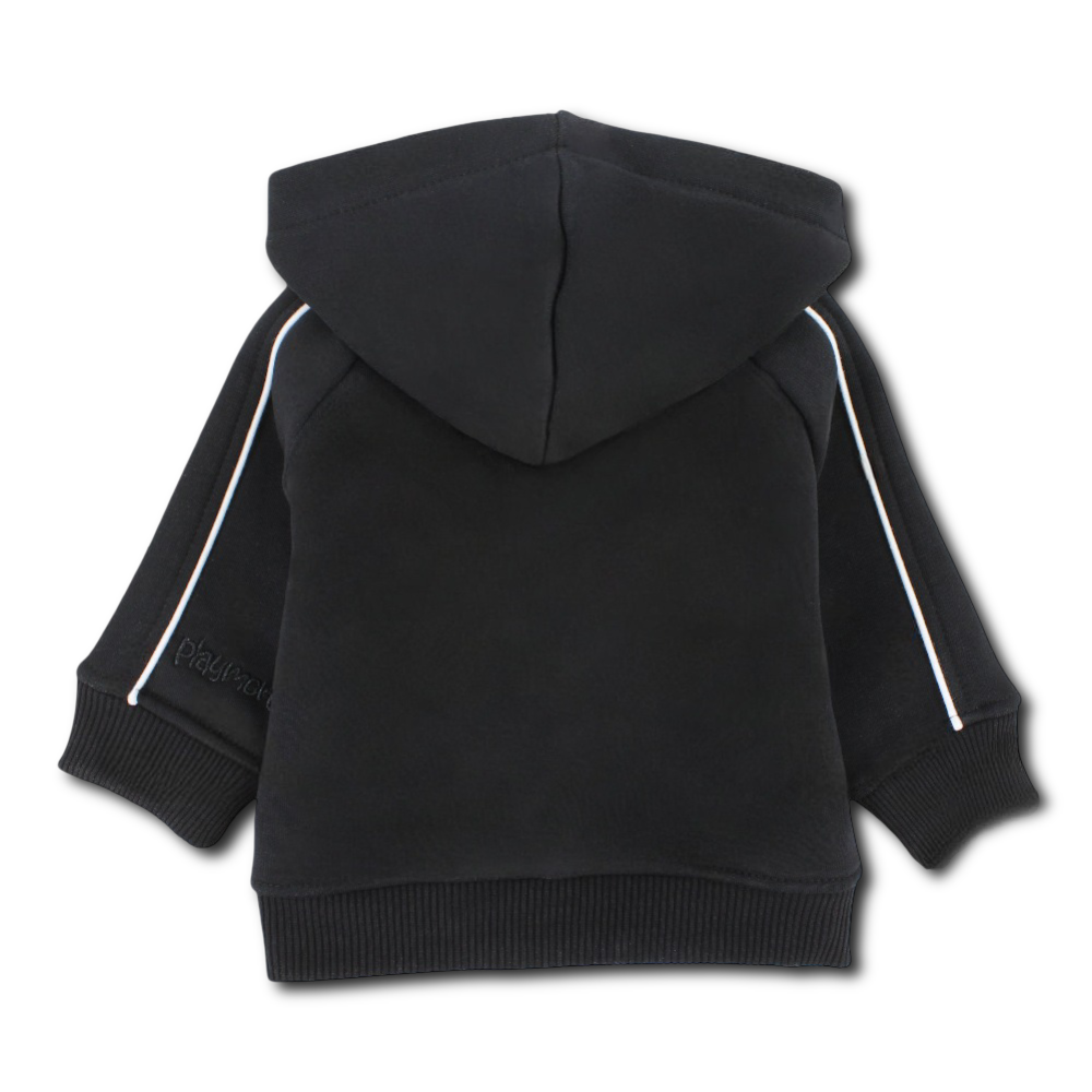 Unisex Baby Cotton Hoodie – Black with “Hi“ Design