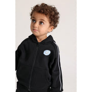 Unisex Baby Cotton Hoodie – Black with “Hi“ Design