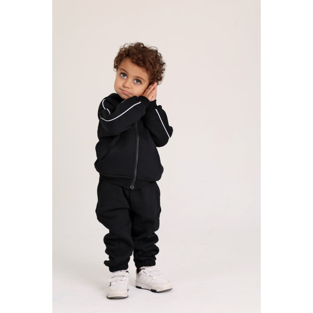 Unisex Baby Cotton Hoodie – Black with “Hi“ Design