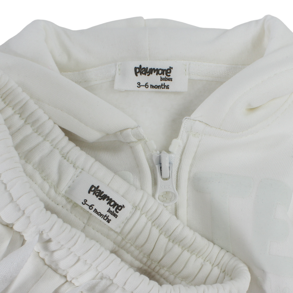 Unisex Baby Cotton Outfit Set – Off-White & Pink