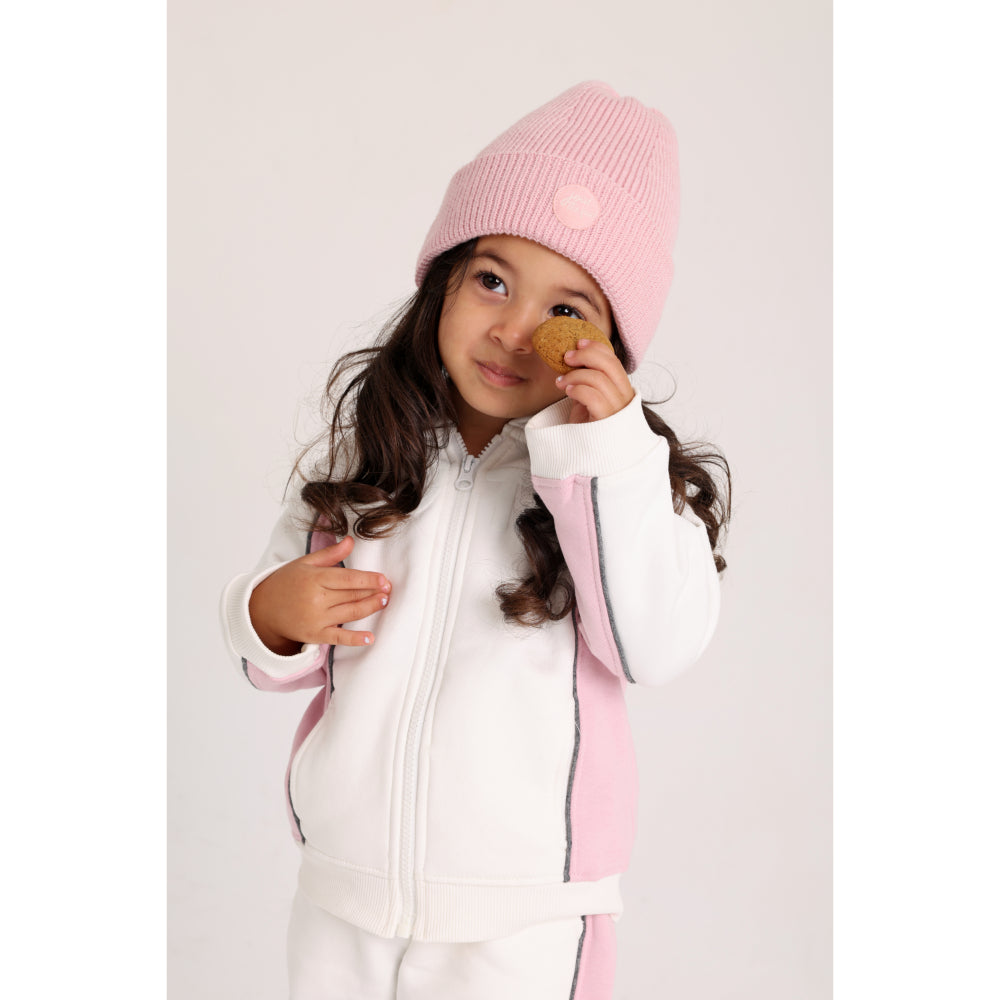 Unisex Baby Cotton Outfit Set – Off-White & Pink