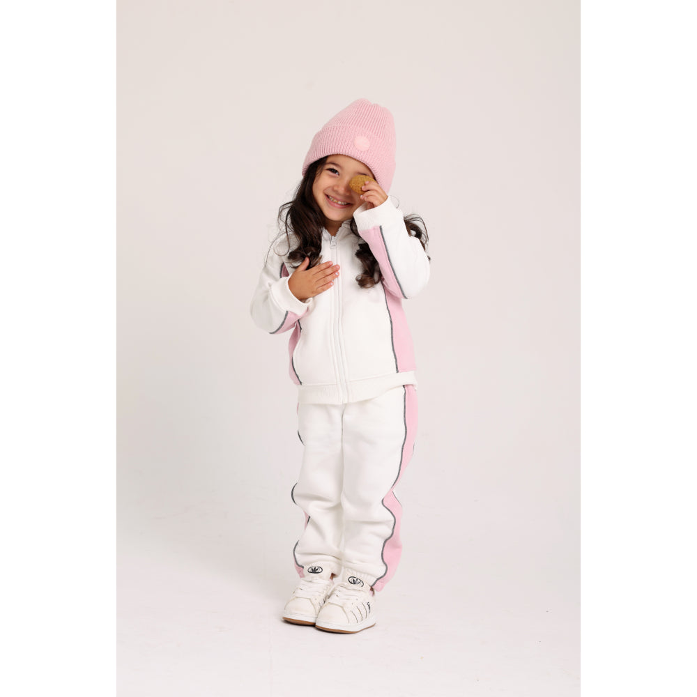 Unisex Baby Cotton Outfit Set – Off-White & Pink