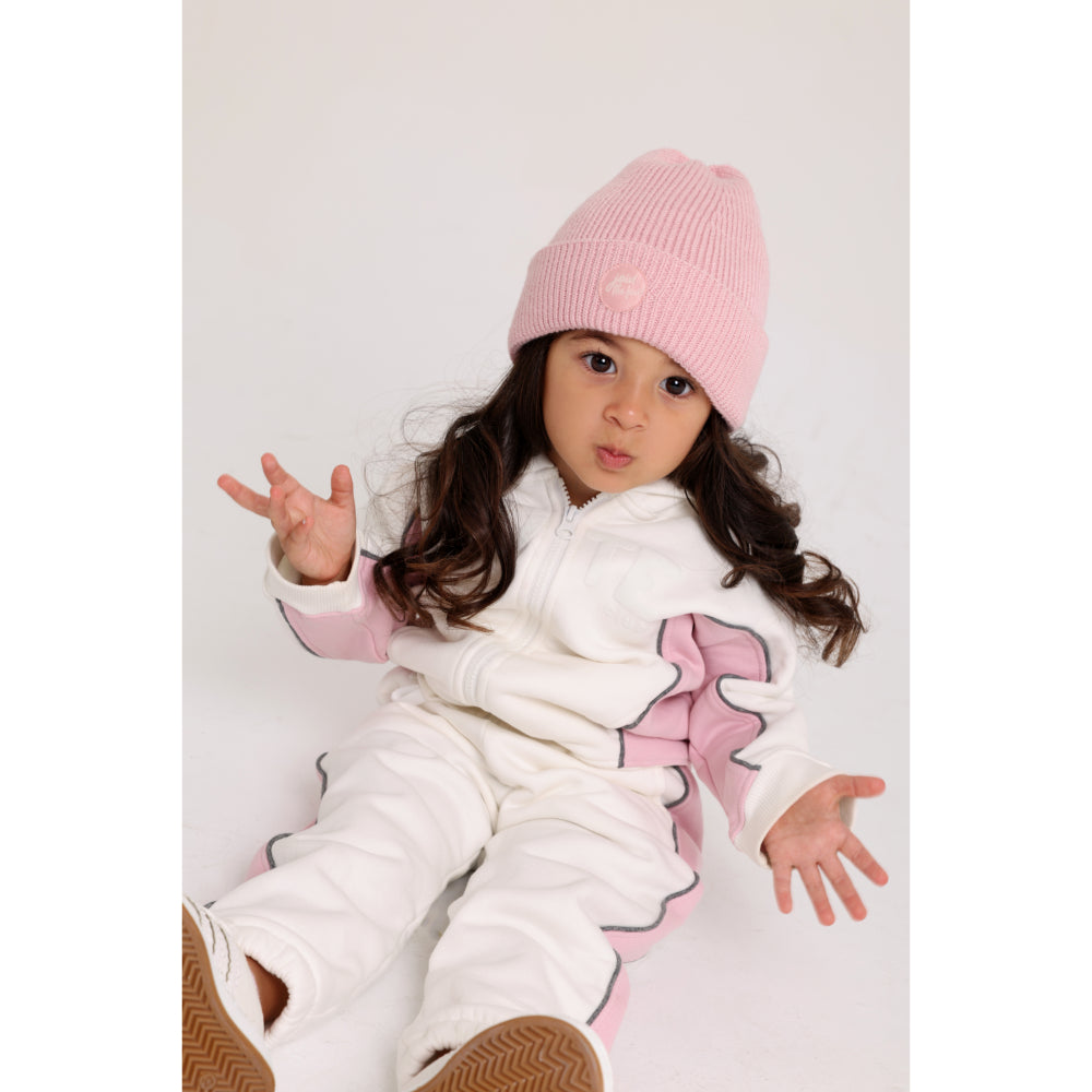 Unisex Baby Cotton Outfit Set – Off-White & Pink
