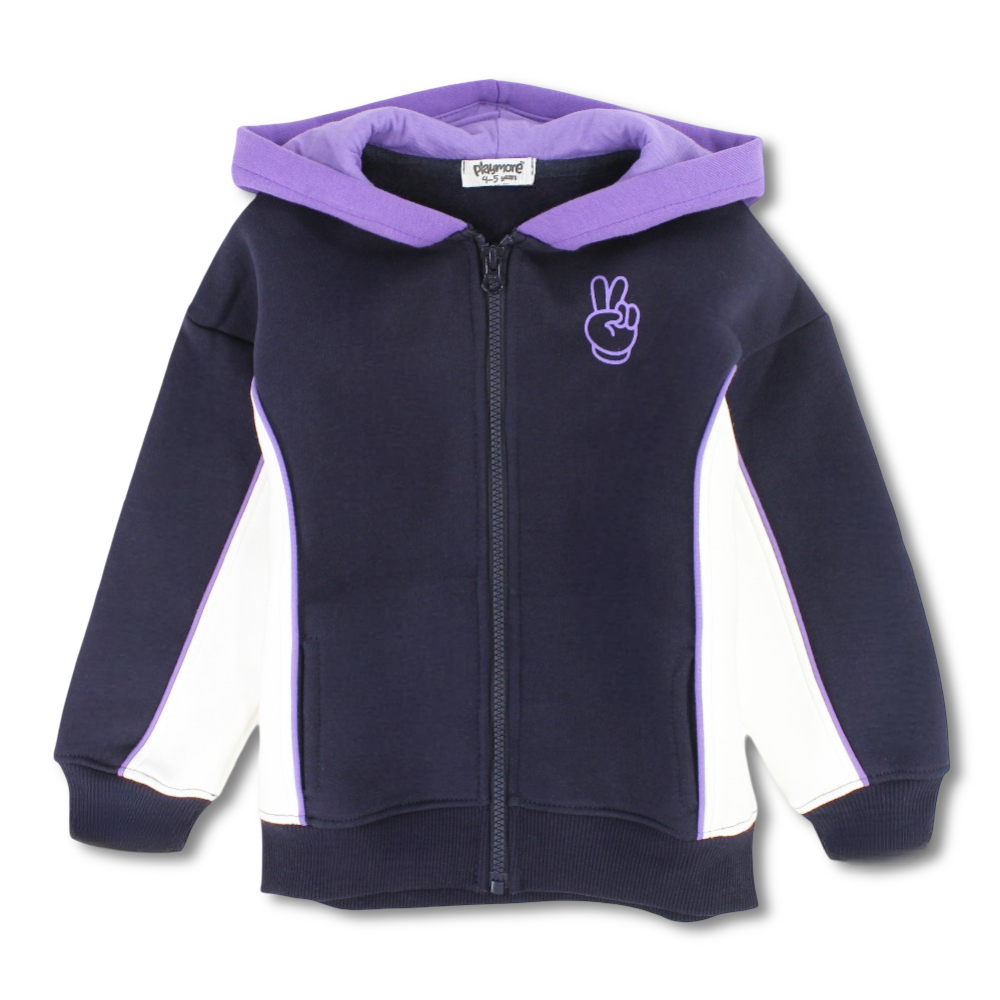 Unisex Cotton Hoodie – Navy with Peace Sign Print