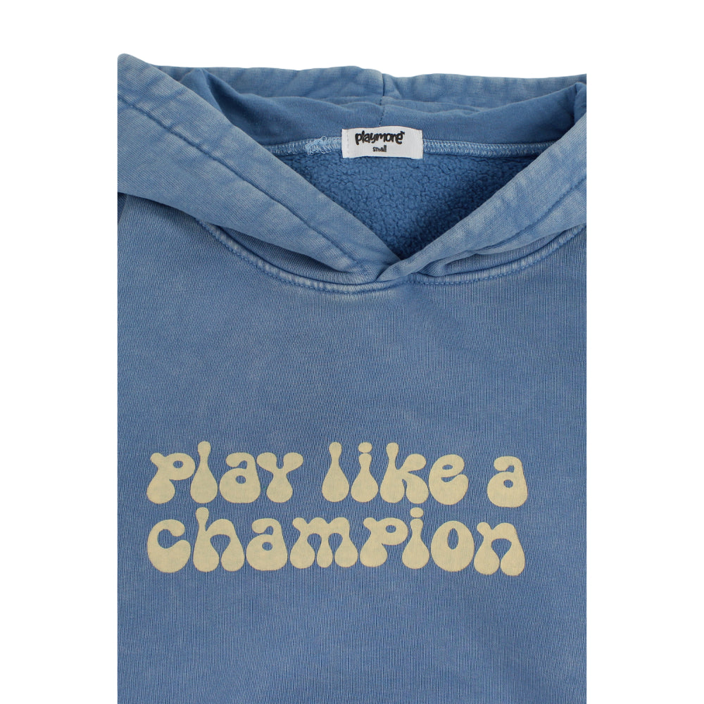 Teens Cotton Hoodie – Baby Blue with “Play Like a Champion” Design