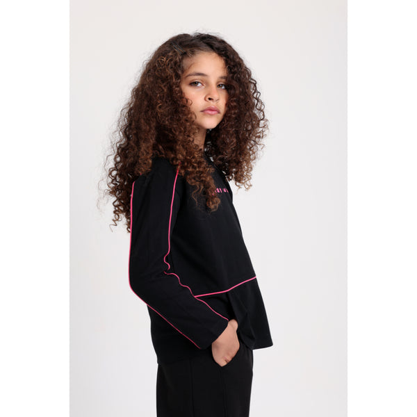 Girls Cotton T-Shirt – Black with "Play Couture" Print