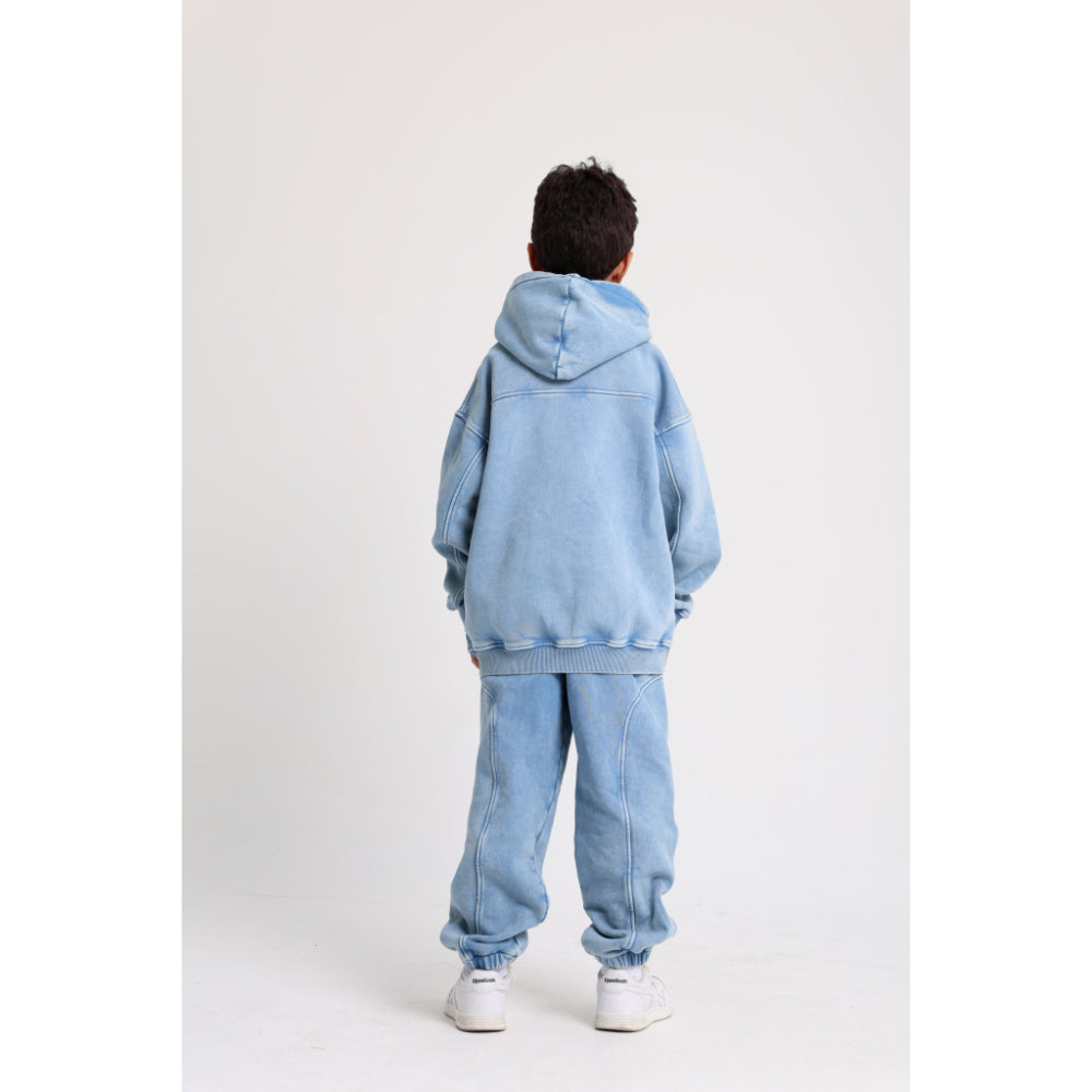 Unisex Cotton Hoodie – Baby Blue with "Play Like a Champion" Print