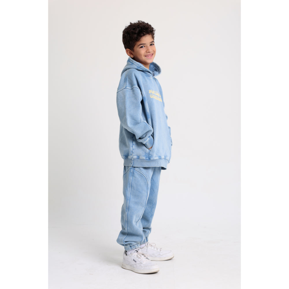 Unisex Cotton Hoodie – Baby Blue with "Play Like a Champion" Print