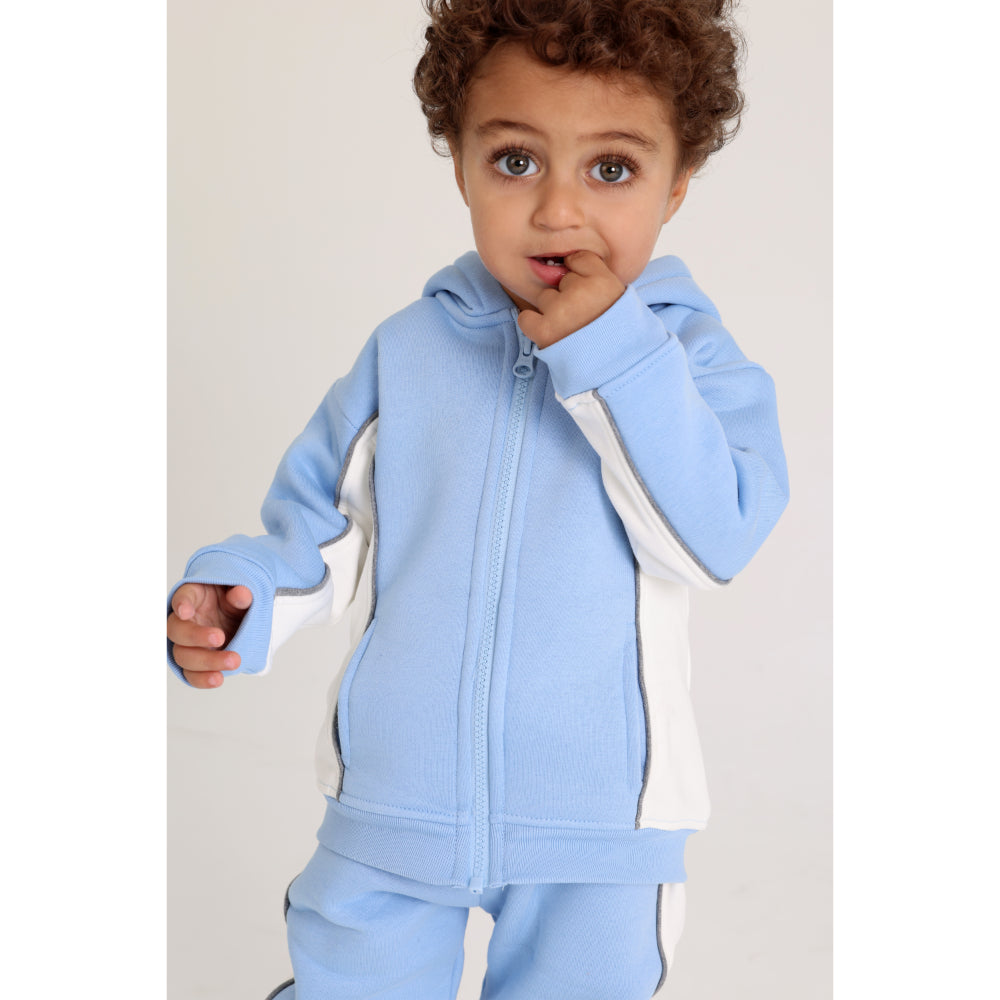 Unisex Baby Cotton Outfit Set – Baby Blue with Elephant Print