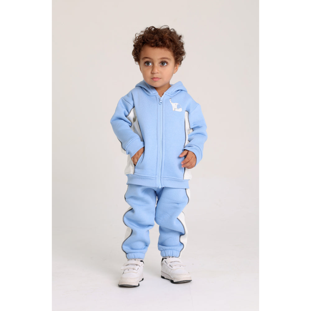 Unisex Baby Cotton Outfit Set – Baby Blue with Elephant Print