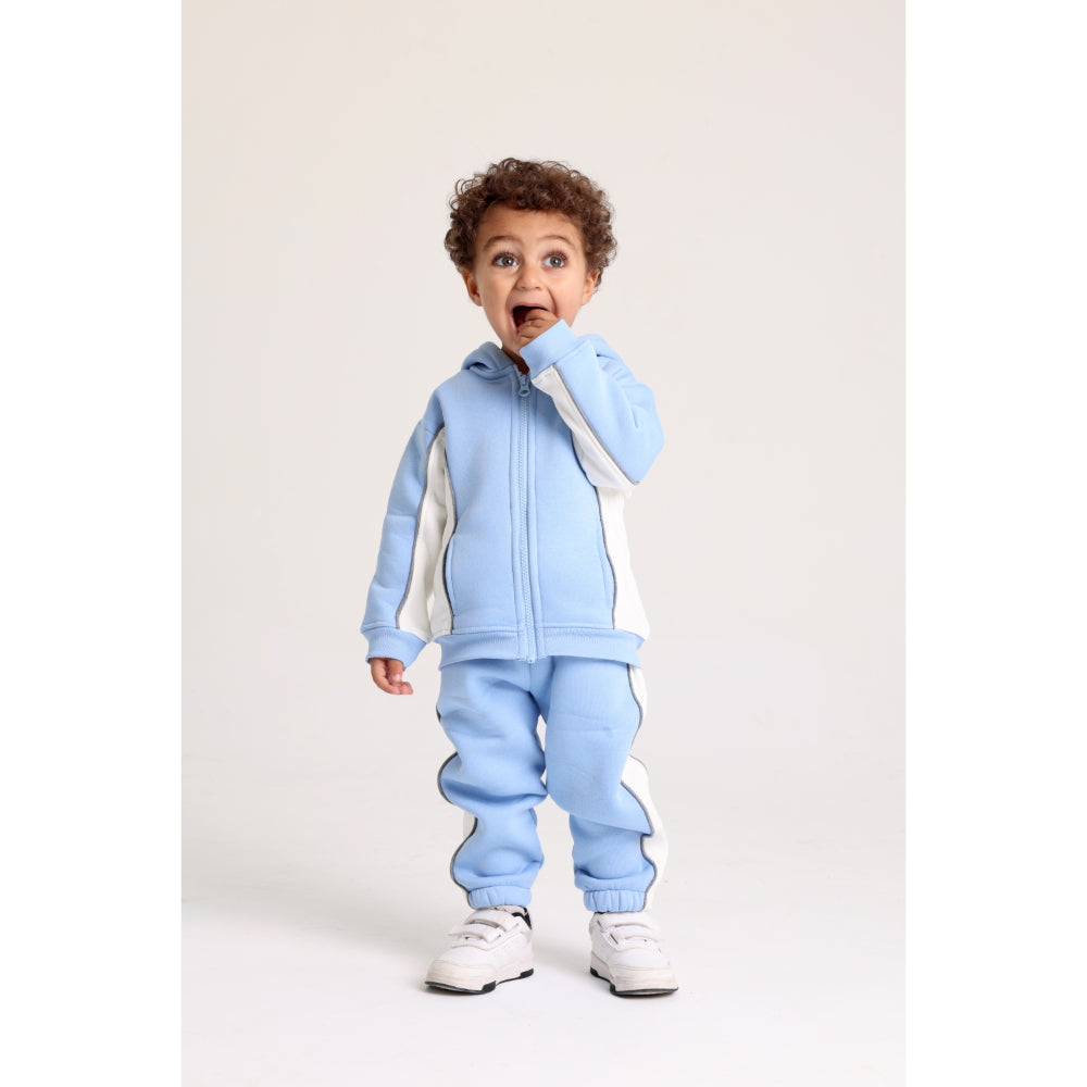 Unisex Baby Cotton Outfit Set – Baby Blue with Elephant Print