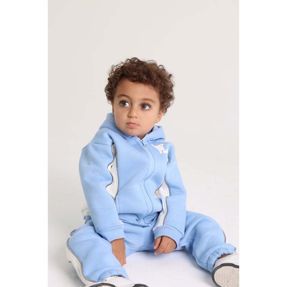 Unisex Baby Cotton Outfit Set – Baby Blue with Elephant Print