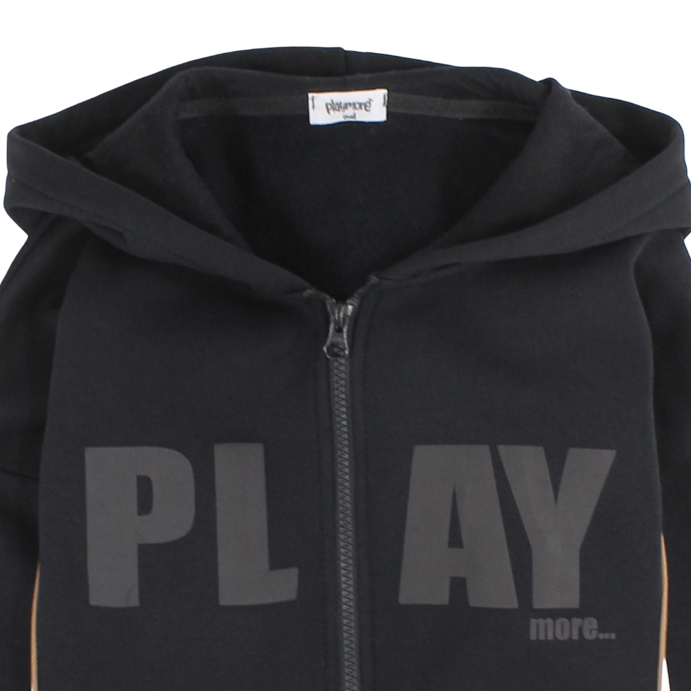 Teens Cotton Hoodie – Black with “PLAY more” Print