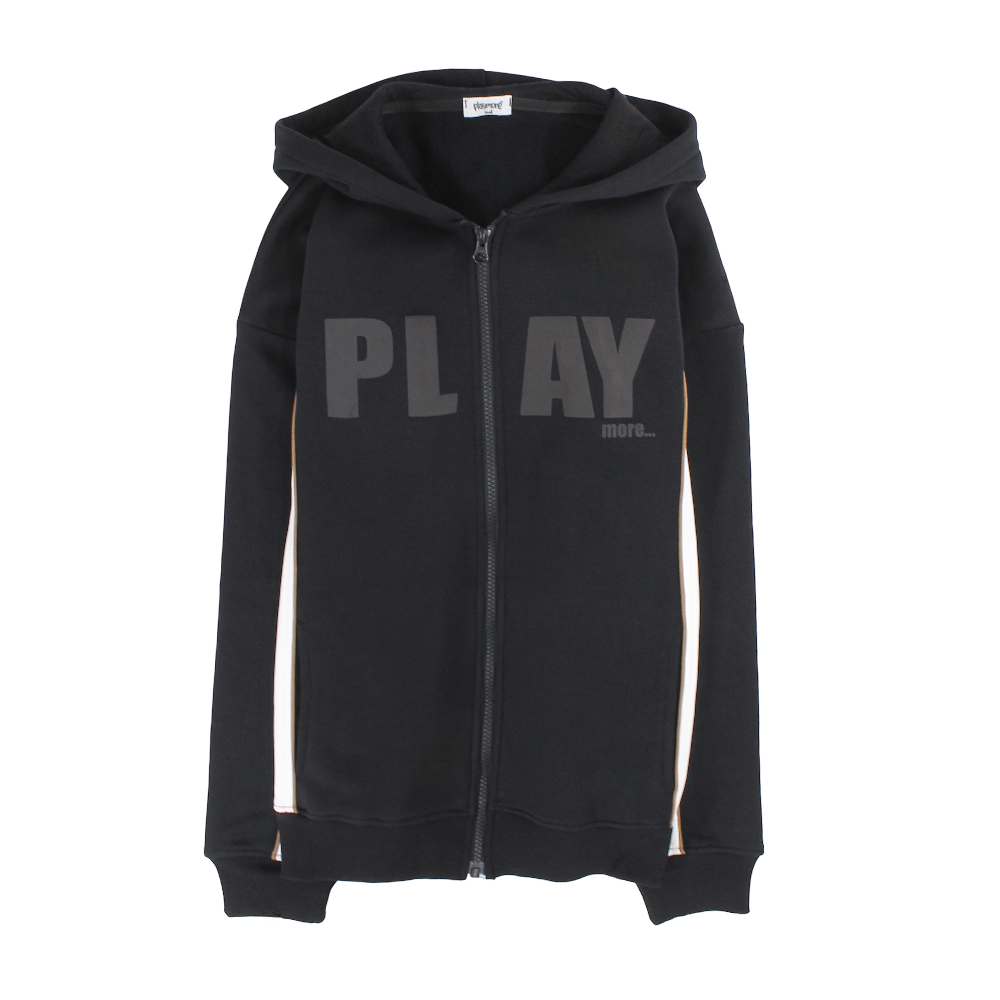 Teens Cotton Hoodie – Black with “PLAY more” Print