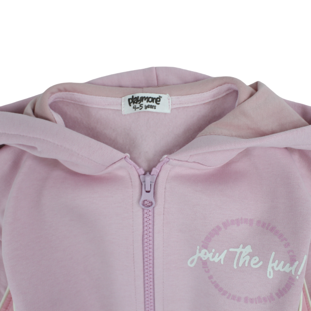 Girls Cotton Hoodie – Pink with “Join The Fun“ Print