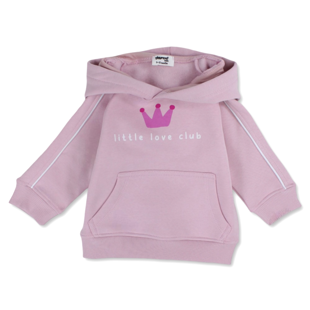Baby Girls Cotton Hoodie – Pink with “Little Love Club“ Print