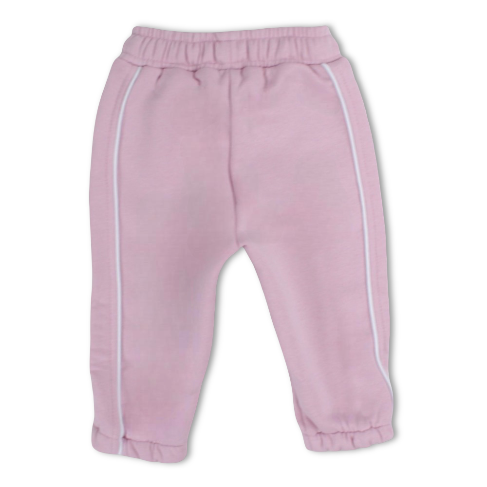 Baby Girls Cotton Sweatpants – Pink with Crown Print