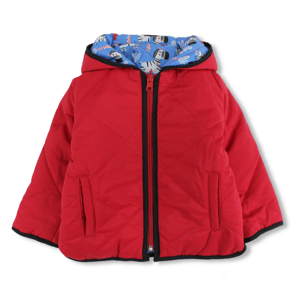 Baby Boys Waterproof Reversible Jacket – Red & Babyblue