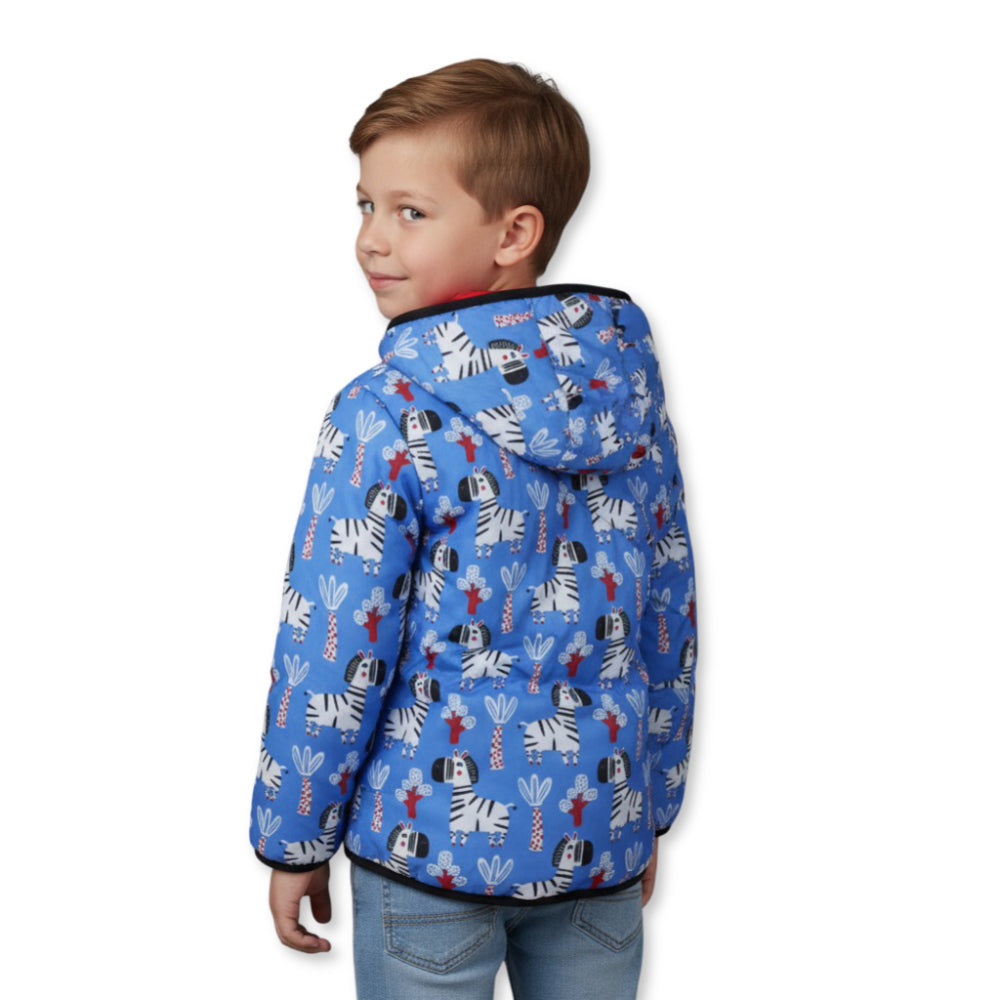 Baby Boys Waterproof Reversible Jacket – Red & Babyblue