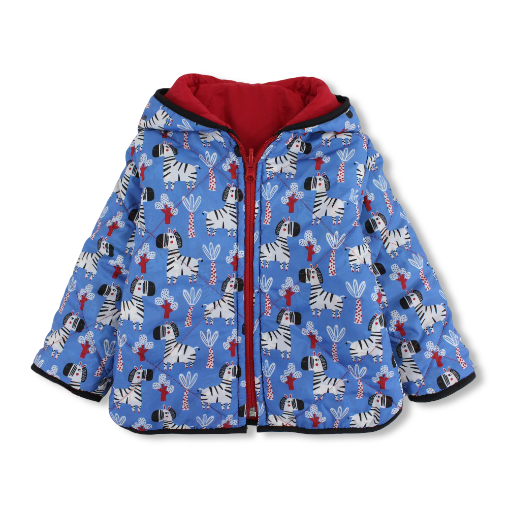 Baby Boys Waterproof Reversible Jacket – Red & Babyblue