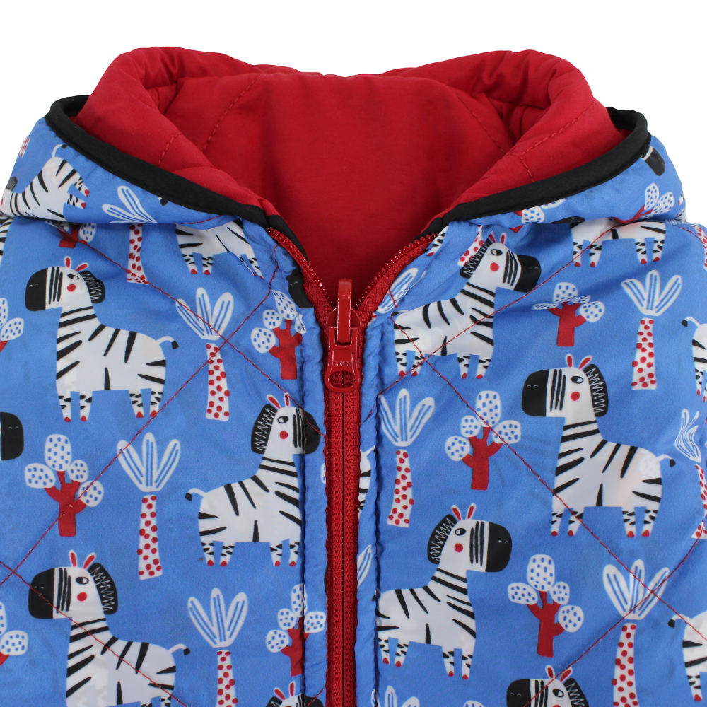 Baby Boys Waterproof Reversible Jacket – Red & Babyblue