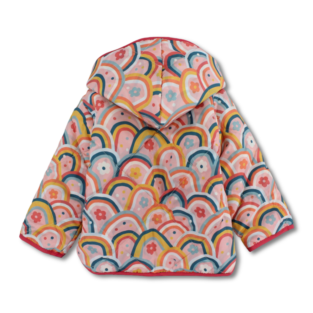Baby Girls Waterproof Reversible Jacket – Beige & Pink