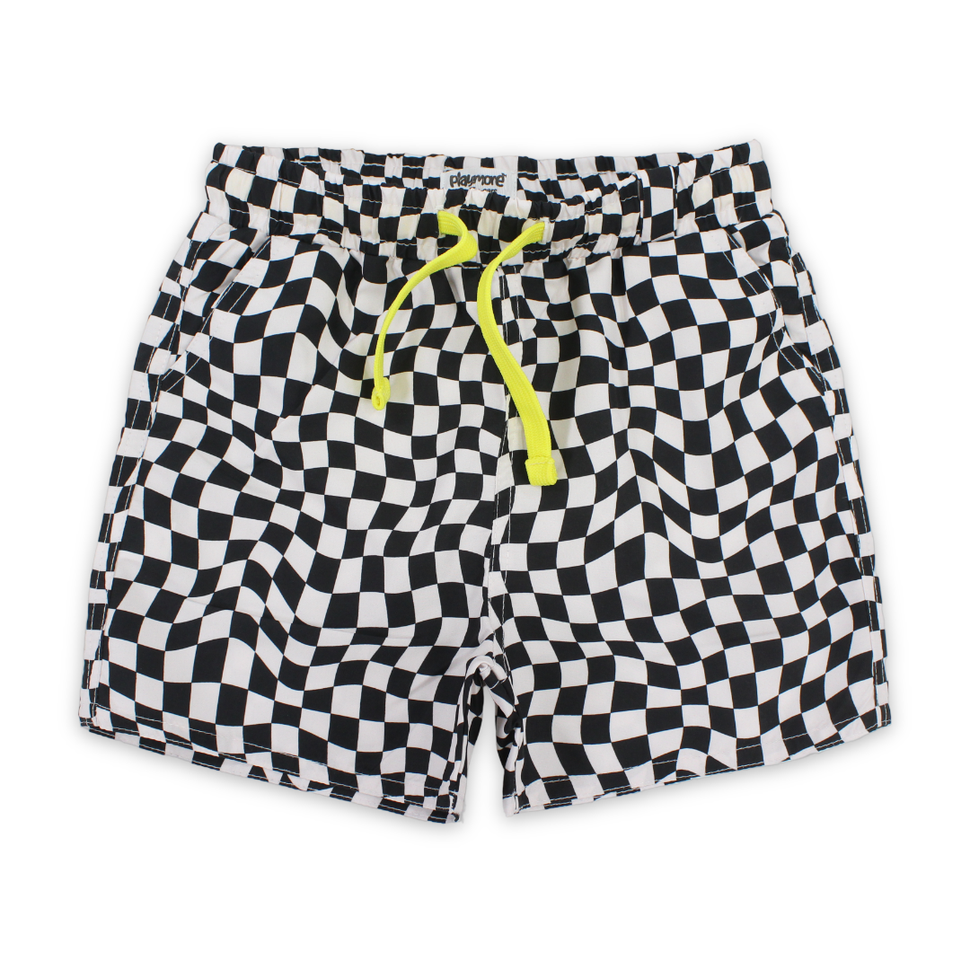 Boys Swimsuit Short – Black & White Squares