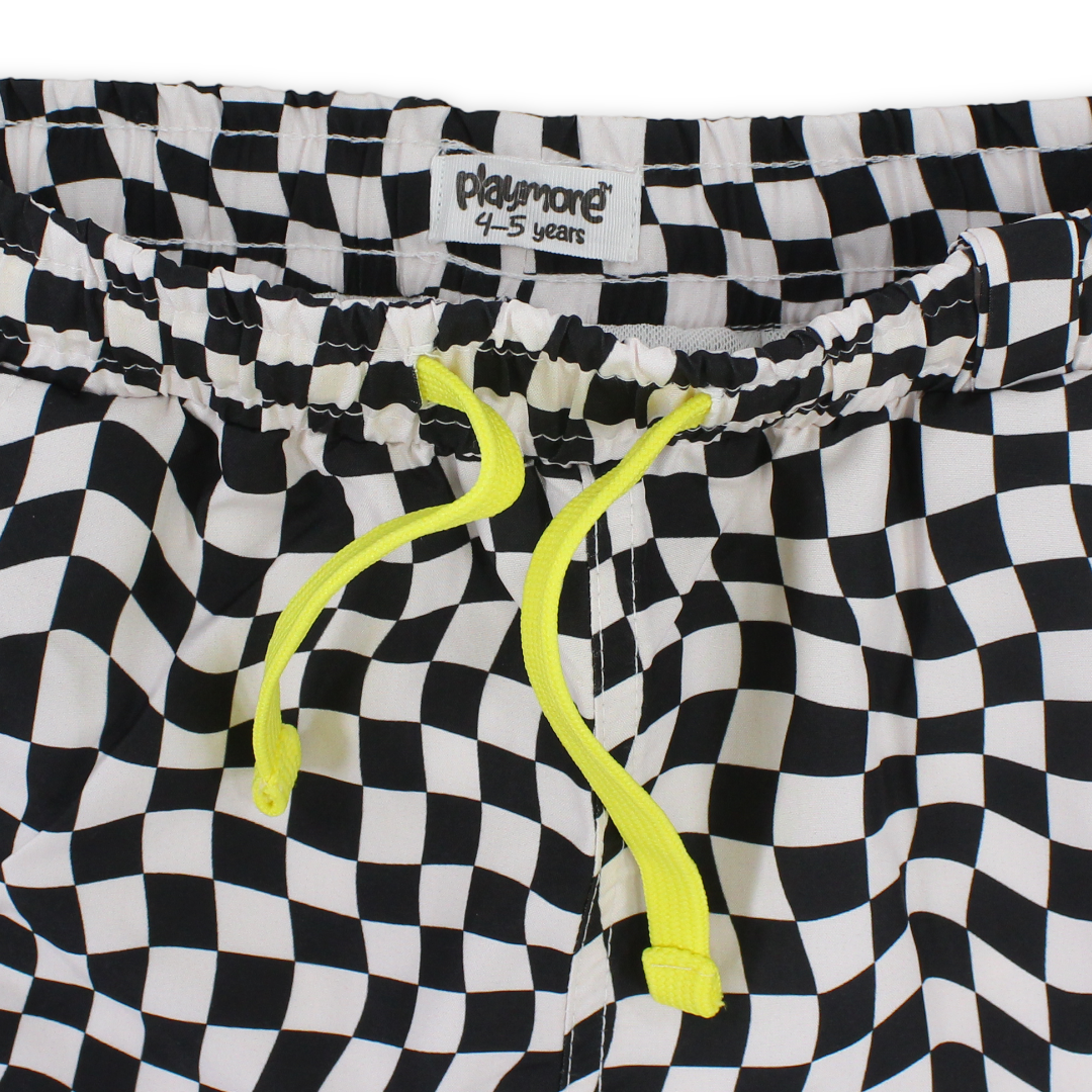 Boys Swimsuit Short – Black & White Squares
